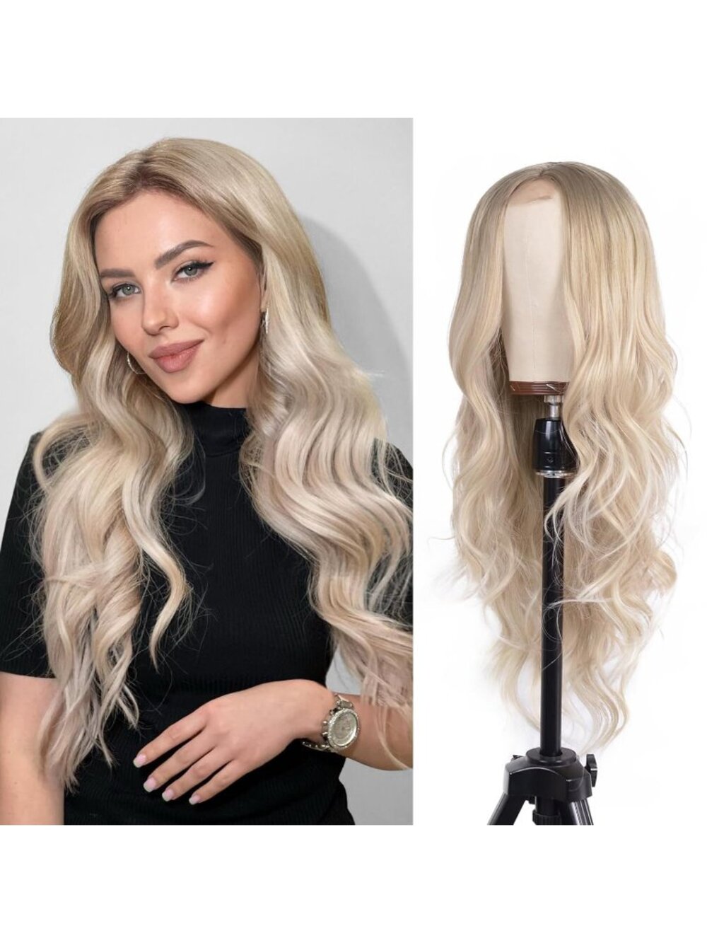 Women's Ash Blonde Synthetic Hair Dirty Blonde Heat Resistant Long Wavy Wig